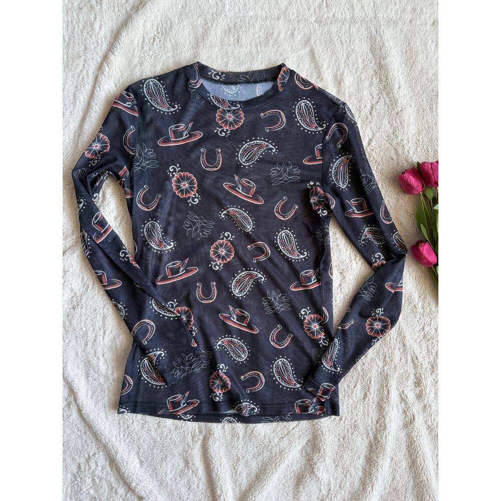 Howdy Hanny Mesh Western Top Size Small